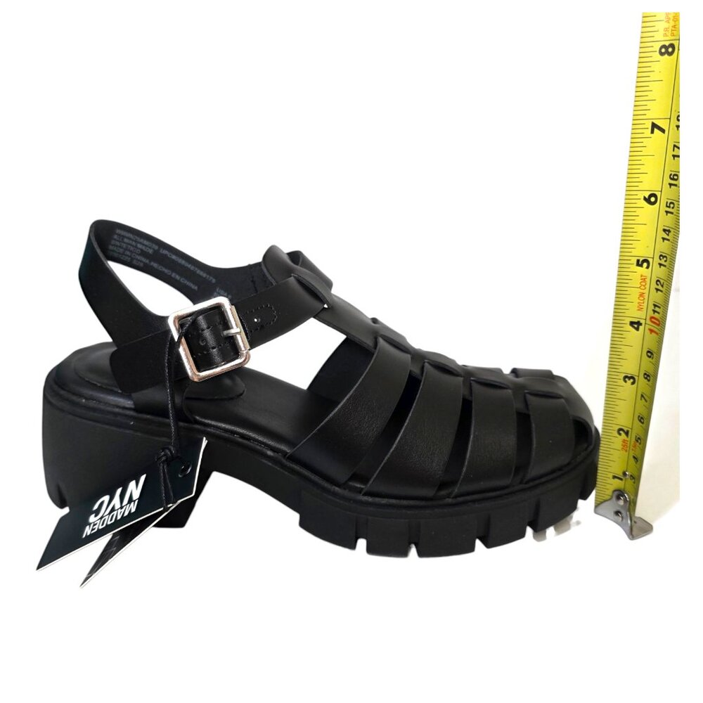 Steve Madden NYC Women's Fisherman Sandals Block Heel Size 8-11 Black With Box - Picture 5 of 12